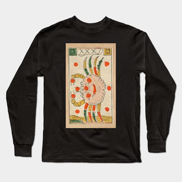 Minchiate (Tarot) Playing Card - Cancer Long Sleeve T-Shirt by Husky's Discount Ninja Emporium